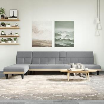 Sofá Cama en Forma de L 255x140x70 cm Tela Gris Claro