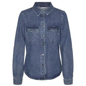 Vero Moda Women's Medium Blue Denim Shirt with Chest Pockets - Jennie Model