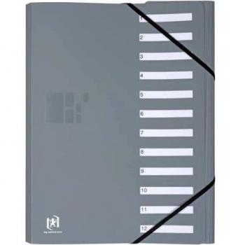Carpeta Organizadora Profesional A4, 12 Compartimentos, Gris