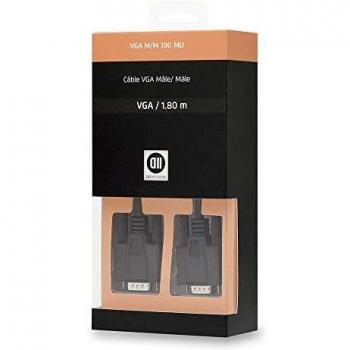 Cable VGA macho/macho 1.80 m negro con vis moletadas