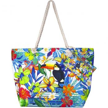 Bolso de playa estampado con monedero a juego y asas de cuerda, ideal para el verano