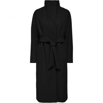 Only Emma Women's Cutaway Collar Long Coat - Stylish & Practical, Black, XS