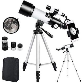 Telescopio Astronómico Zoom HD 400/70 mm de Alta Ampliación Alcance de Viaje con Trípode, Portátil Equipado con Mochila y Adaptador de Teléfono Inteligente para Adultos, Niños y Principiantes