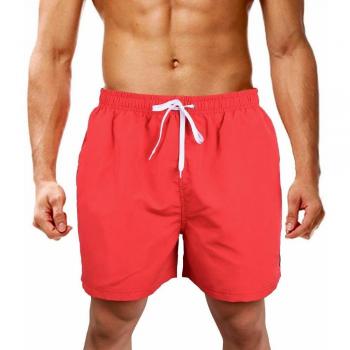 LK LEKUNI Bañador Hombre Pantalones de Playa con Forro con Cordón Traje de Baño Pantalón Ceñido_Rojo_S
