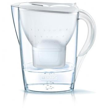 BRITA Marella Jarra de Agua Filtrada con 1 Filtro Maxtra, con Libro Aguas Detox, Blanco, 2.4 litros