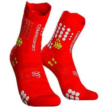 Compressport - Calcetines de Trail Racing V3 - T2, Rojo Blanco