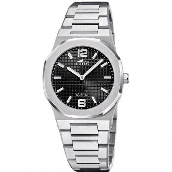 Reloj Lotus Excellent 18843/4 para Mujer, Esfera Negra, Acero Plateado
