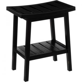 Taburete con almacenaje de bambú negro, 39.5x25x45cm, 5five