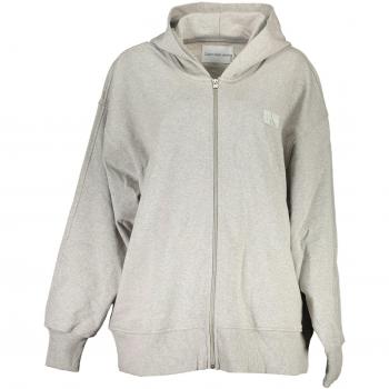 Calvin Klein Men's Gray Cotton Zip Hoodie with Logo - Size M