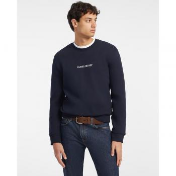 Guess Slim Fit Embroidered Blue Sweatshirt for Men