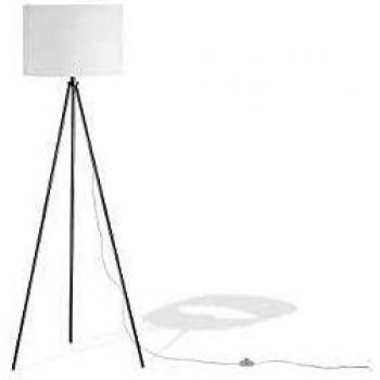 Lámpara de Pie Moderna Vistula 148 cm Metal Cromado Trípode Pantalla de Tela Blanca