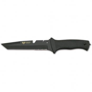 Cudeman Cuchillo Táctico 114-N con Mango de Caucho Antideslizante, Hoja de Acero INOX 440 de 15 cm con Funda de Cordura Negra. Unidad en Liquidación