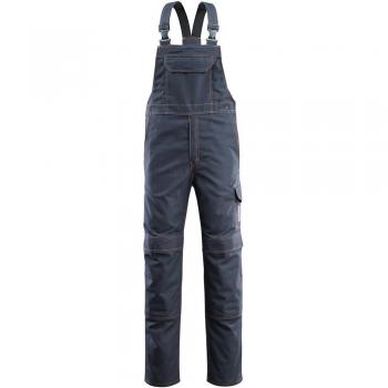 Pantalón de Trabajo con Tirantes Mascot Freibourg 06669, Rodilleras, Color Negro-Azul, Talla C48