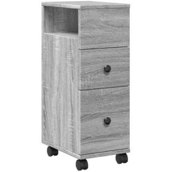 Armario de baño estrecho con ruedas madera gris Sonoma