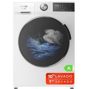 Lavadora Secadora EVVO Nova 10kg/7kg, Clase A, Motor Inverter, Vapor, Carga Frontal, 1400 rpm, Lavado y Secado en 1 Hora, Tambor ePROTECT, Blanco