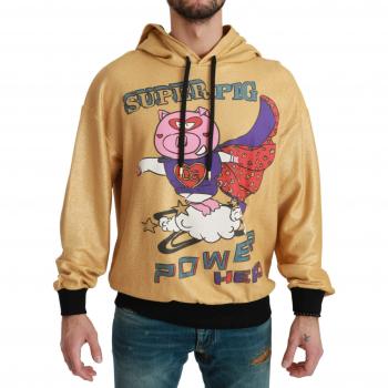 Dolce & Gabbana Gold Pig of the Year Hooded Sweater - IT46 | S, Male, Yellow, Gold Pig Motif