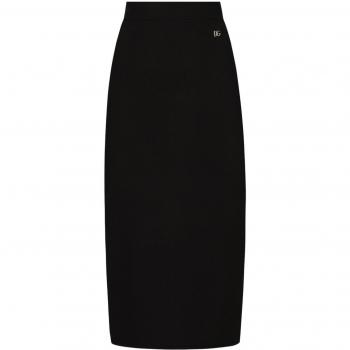 Dolce & Gabbana Women's Black Midi Pencil Skirt with DG Logo, Size M