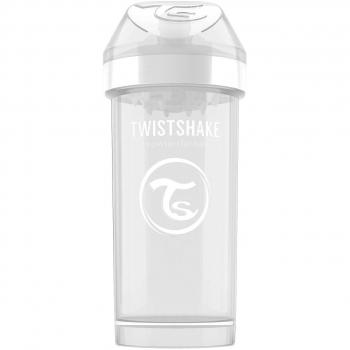 Twistshake Kid Cup Vaso de Aprendizaje para Beber con Antiderrame Boquilla y Mezclador de Frutas 360 ml, Taza de Entrenamiento para Sorber para Bebé, Sin BPA, 12+ Meses, Blanco