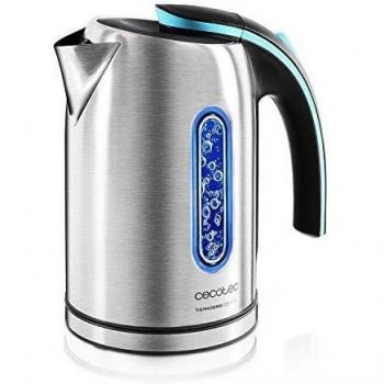 Cecotec Hervidor de Agua Eléctrico ThermoSense 220 Steel. 1,2 litros, Libre de BPA, 1630 W de Potencia, Base 360º, Filtro Antical Desmontable, Doble Sistema de Seguridad, Acero Inoxidable