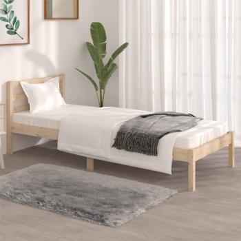 Cama individual de madera maciza gris 75x190 cm