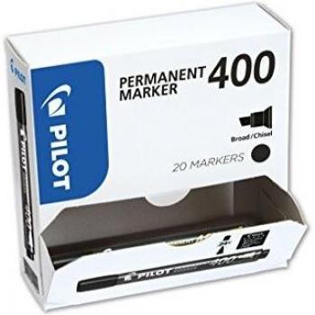 Pack de 20 Marcadores Permanentes Pilot 400 Punta Escalpelo 4.5 mm Negros (15 + 5 Gratis)