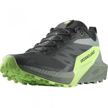 Salomon - Zapatillas de trail running de hombre Sense Ride 5 Black/Laurel Wreath/Green Gecko, tamaño 49 1/3 EU