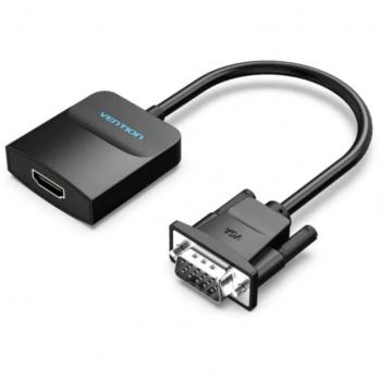 Cable Conversor VGA Macho a HDMI Hembra Vention ACNBB 15cm Negro con Audio 1080p 60Hz