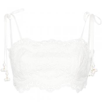 Zimmermann Women's Embroidered Cotton Bodice Top in White, Size: XS, Sleeveless, Beige