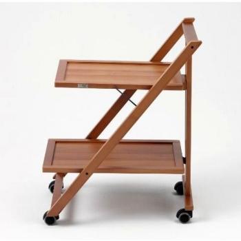 Carrito de Servicio Simpaty, 2 Estantes en Laminado Resistente y Estructura de Haya Maciza - Color Cerezo