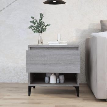 Mesa auxiliar de madera contrachapada 50x46x50 cm en color blanco, negro y blanco brillante, ideal como mesa de sofá o consola de entrada para salón