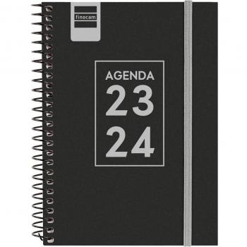 Agenda Escolar Finocam 2023-2024 8º Semana Vista Horizontal Negro 120x164 mm Secundaria Multilingüe