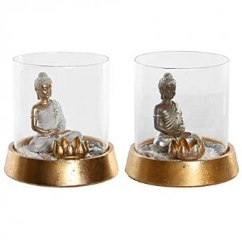 Figura Decorativa DKD Home Decor Plateado Dorado Oriental 16 x 16 x 18 cm (2 Unidades)