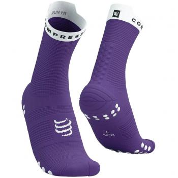 Calcetines Compressport Pro Racing V4.0 Run High Blanco y Lila
