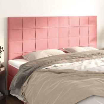 Cabeceros de terciopelo rosa 80x5x78/88 cm - Pack de 4 unidades