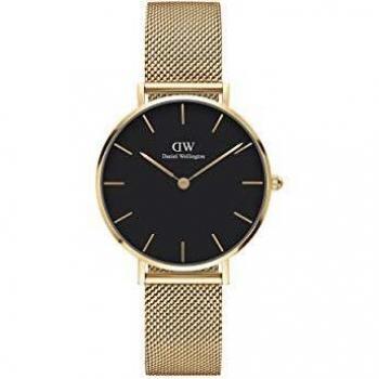 Reloj para mujer Daniel Wellington Classic Petite Evergold 32mm DW00100347 con esfera de 32 mm, correa de malla metálica dorada, diseño minimalista, resistente al agua hasta 30 metros y movimiento de cuar