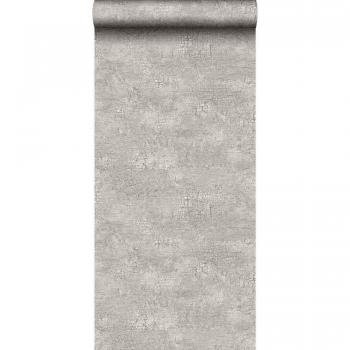 Papel pintado imitación piedra natural gris claro efecto craquelé - 53 cm x 10,05 m - Origin Wallcoverings