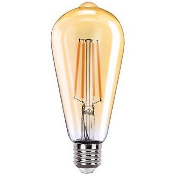 Orbecco Bombilla Wi-Fi ST64 de 7.5 Vatios de Luz Blanca Cálida, Bombilla LED Inteligentes Base E27 2700K Regulable Vintage, Edison Bombilla Ahorro de Energía para Alexa, Google Home - Leonado