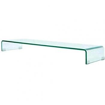 vidaXL TV Stand/Monitor Riser Glass Clear 110x30x13 cm