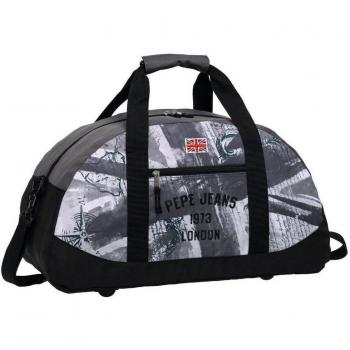 Pepe Jeans Bolsa de Viaje, Diseño Grafismo, 27 Lt, Color Gris