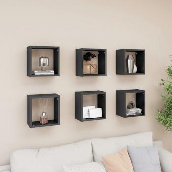 Estantes cubo de pared 6 unidades 26x15x26 cm Blanco, Negro, Gris - Mueble Almacenaje Estantería para Oficina, Estudio, Sala de Estar, Dormitorio
