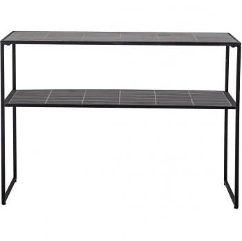 Mesa Consola June de Bloomingville - Piedra Negra, 110 x 35 cm, con Estante y Estructura de Hierro