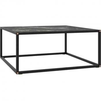 Mesita de café negra con mármol de vidrio negro 80x80x35 cm