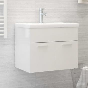Mueble con lavabo de madera de ingeniería blanco brillante Día y Noche