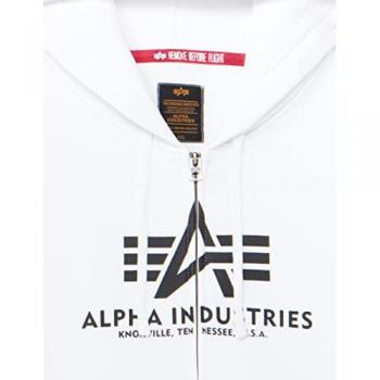 Alpha Industries Basic Full Zip Hoodie - White - Men's Size S