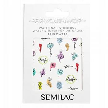 Stickers al agua para uñas Semilac - 15 diseños de flores