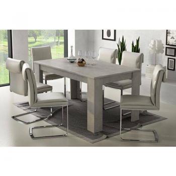 Mesa de comedor extensible moderna con consola y extensiones, 160/220x88h80 cm, color cemento