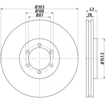 Disco de freno ventilado HELLA 8DD 355 115-721 para Hyundai Terracan