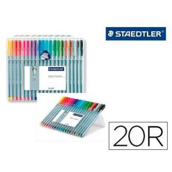 Rotulador Staedtler Triplus Fineliner 334 - Estuche de 20 unidades, colores surtidos