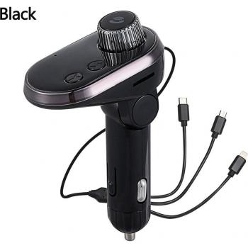 Cargador Universal para Coche con 3 USB, Reproductor MP3 Inalámbrico por Bluetooth, Adaptador de Radio, Carga Rápida 5.0 y Transmisor FM