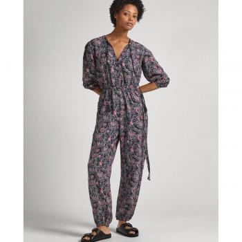 Mono largo de mujer con estampado floral y cierre abotonado